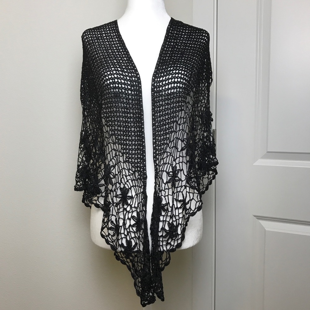 Black Lace Crochet Shawl